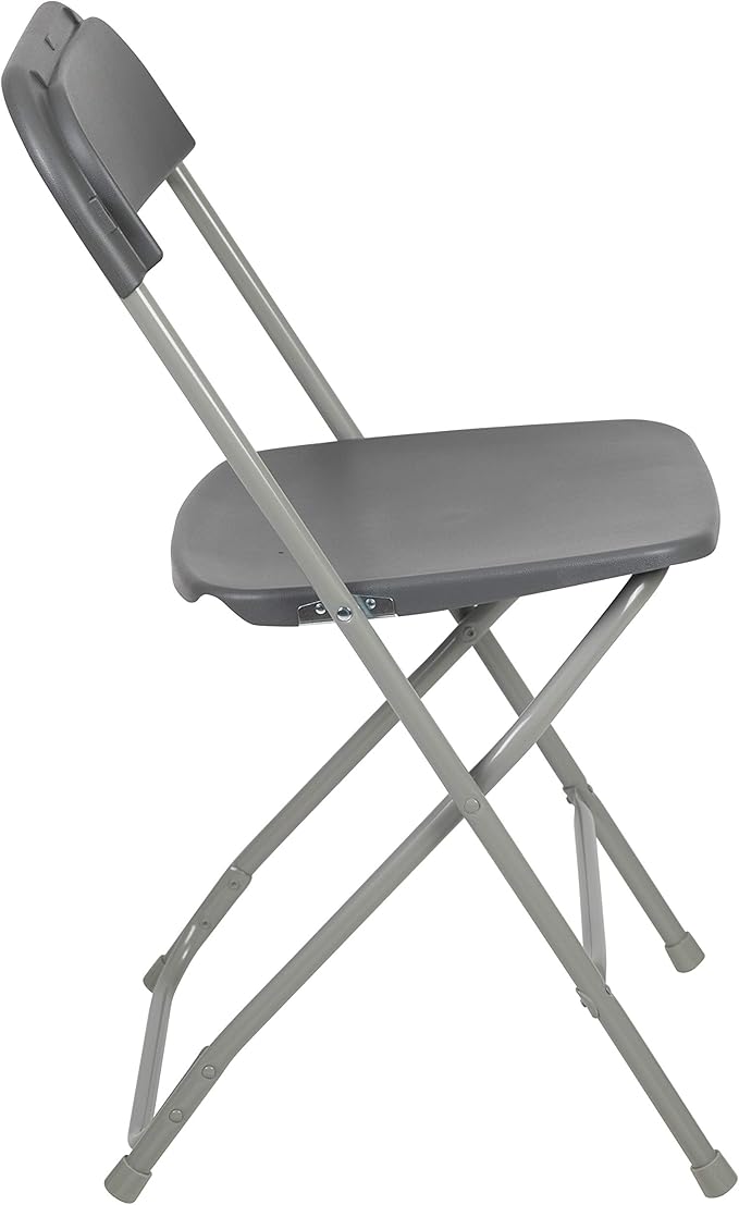 Flash Furniture Hercules Series Plastic Folding Chair - Grey - 650LB Weight Capacity Comfortable Event Chair - Lightweight Folding Chair