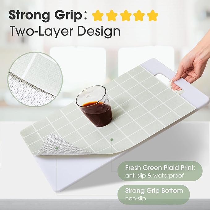Beautysaid Shelf and Drawer Liner for Kitchen Cabinet, Non Adhesive Non Slip Shelf Paper Waterproof Washable Thickened for Dresser Pantry Shelve Bathroom Protector Liner(Light Green,12 in x 10 FT)
