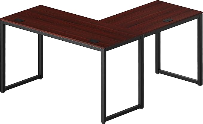 SHW 55 x 60 Inches Commercial-Grade L-Shape Corner Office Computer Desk, Cherry