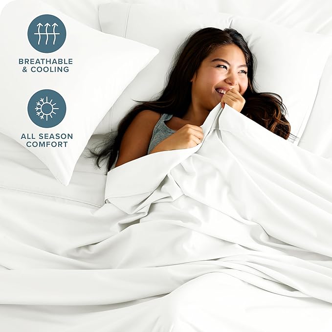 Bare Home Queen Sheet Set - Luxury 1800 Ultra-Soft Microfiber Bed Sheets - Double Brushed - Deep Pockets - Easy Fit - 4 Piece Set - Bedding Sheets & Pillowcases (Queen, Cream)