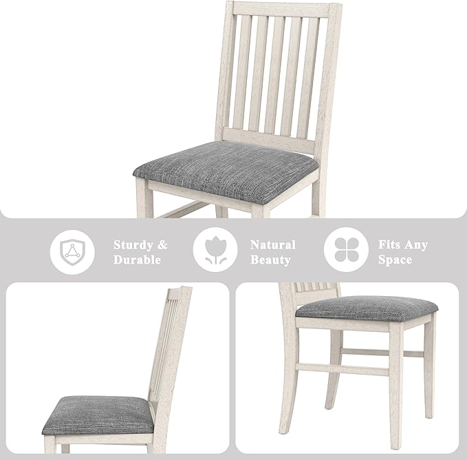 Solid Wood Dining Table, Part of Dining Table Set, Mix and Match Table & Chair Sold Separately for Dining Room, Kitchen, Grey