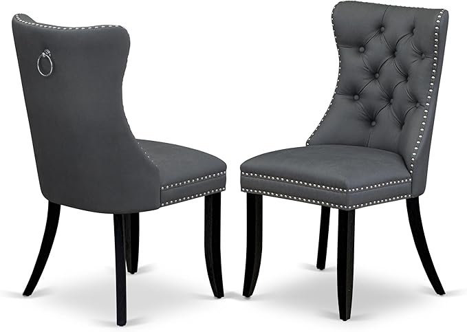 East West Furniture LGDA5-BLK-13 5 Piece Dining Table Set Contains a Rectangle Wooden Table with Butterfly Leaf and 4 Polyester Fabric Upholstered Chairs, 42x84 Inch, Black