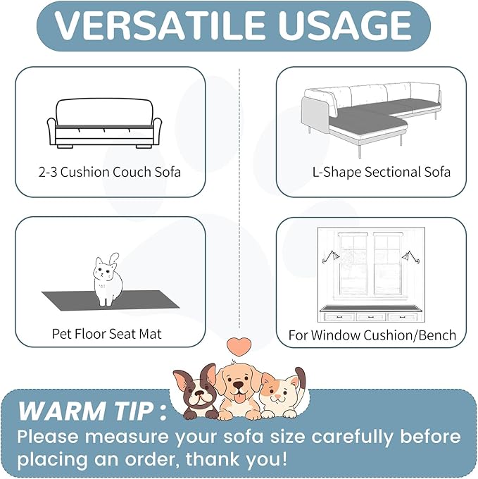 OTOB Couch Covers for Dogs Washable, Non Slip Plush Sofa Cover Kids Pet Friendly Furniture Protector, All Seasons Soft Cozy Fuzzy Sofa Slipcovers Dog Bed Mats (Dark Gray, 31.5" x 63.0'')