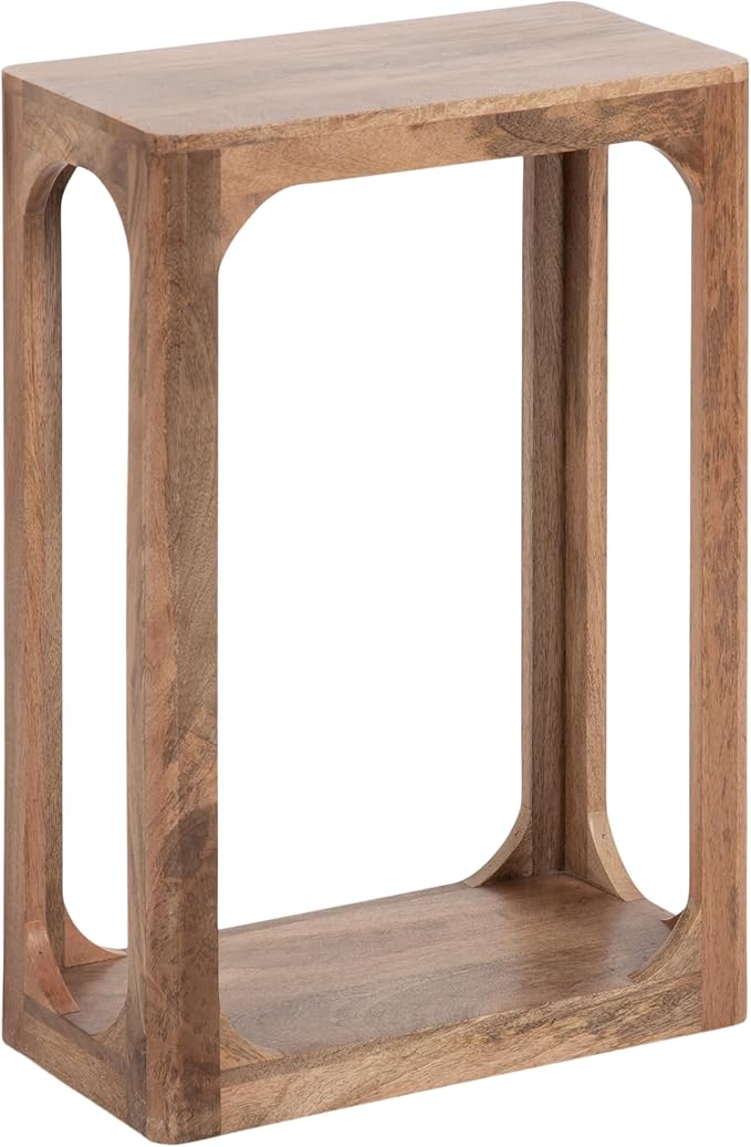 Kate and Laurel Dahl Modern Slatted Wooden Slim Side Table