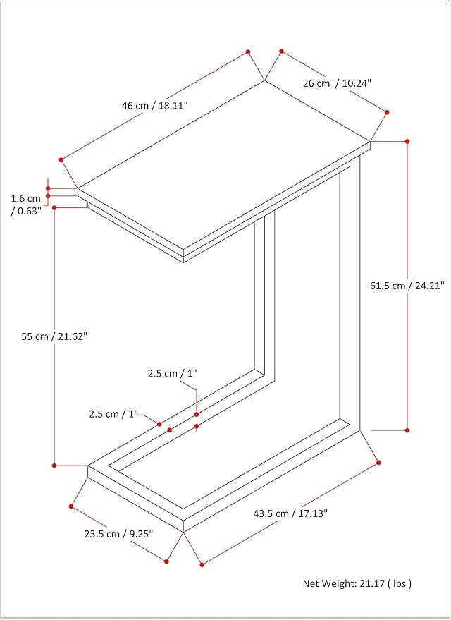 SIMPLIHOME Skyler 18-inch Wide Metal Table in White/Black, C-Shaped Industrial-Style Side Table with Genuine Marble Top for Living Room, Bedroom, or Home Office