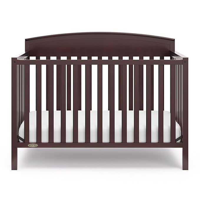 Graco Benton 5 in 1 Convertible Crib (GREENGUARD Gold Certified) with Premium Foam Crib and Toddler Mattress Included - Espresso, Converts from Baby Crib to Toddler Bed, Daybed and Full-Size Bed