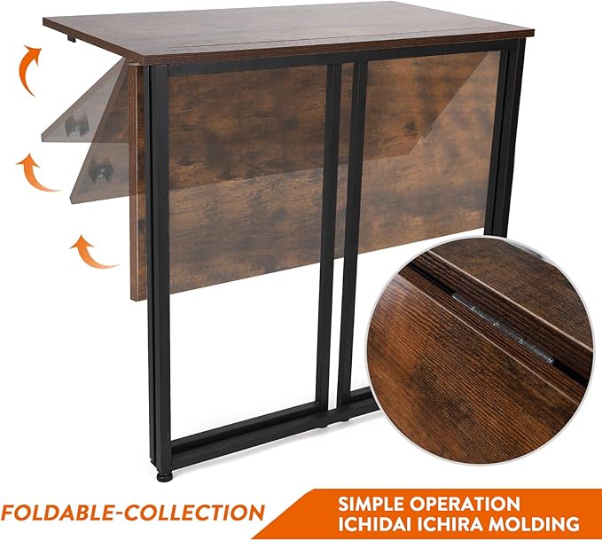 Leopard Outdoor Products Folding Computer Desk for Small Spaces, Space-Saving Home Office, Foldable Laptop Table, Writing Desk, Compact Study Reading Table (Rustic Brown)