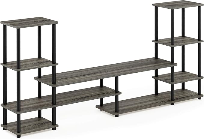 FURINNO Turn-N-Tube Grand Entertainment Center, French Oak Grey/Black