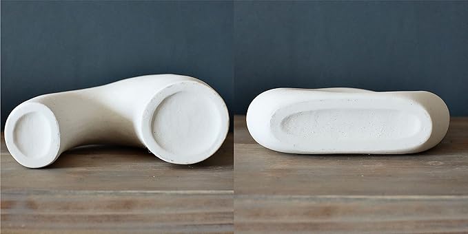 Carrot's Den Donut Vase, Set of 2 - White Large Ceramic Vase - Minimalist Nordic, Hollow | Table Centerpiece, Olive Plant, Wedding, Living Room, Bookshelf, Office, Modern Home, Entryway, Console