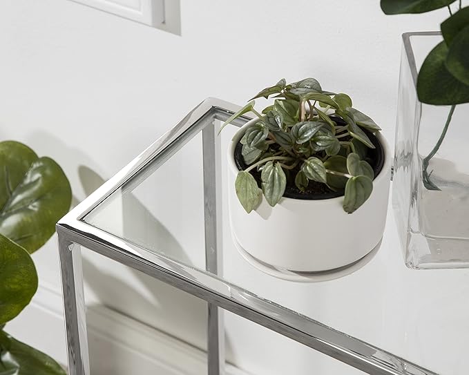 Kate and Laurel Jaspur Modern Slim End Table, 16 x 8 x 24, Silver, Decorative Glam Side Table for Use as Narrow Bedroom Nightstand or Living Room Accent