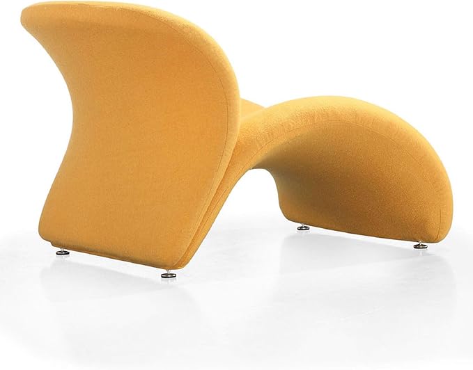 Manhattan Comfort Rosebud Modern Accent Chair Upholstered in Wool Blend, Ideal for Pop Living Room Usage, Abstract Lounge Seat with Metal Legs, Fully Assembled, Set of 1, Yellow