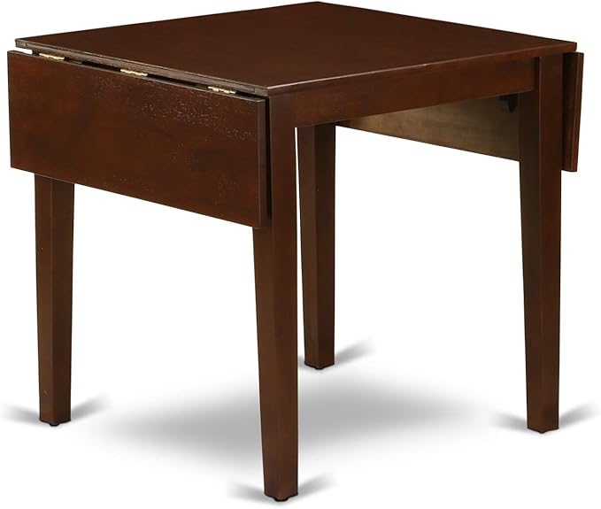 East West Furniture NDEN5-MAH-18 5 Piece Dining Table Set Includes a Rectangle Dining Room Table with Dropleaf and 4 Dark Coffee Linen Fabric Upholstered Chairs, 30x48 Inch, Mahogany