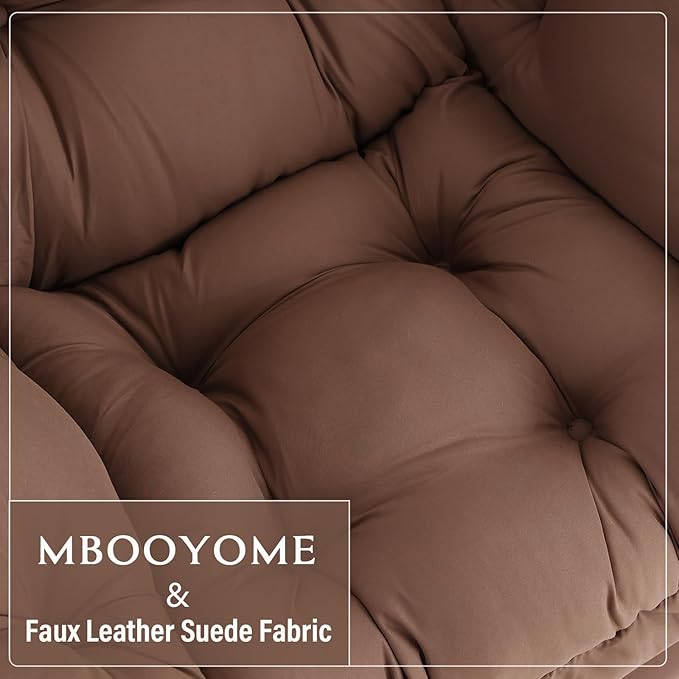 Lazy Chair with Folding Ottoman, Modern Accent Lounge Armchair with Armrests and a Side Pocket & Foldable Footstool, Leisure Reading Chair for Living Room, Bedroom, Dorm & Office, Dark Brown