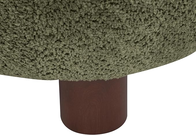Christopher Knight Home Elvina Boucle Fabric Accent Chair, Solid Wood Single Lounge Sofa, Bedroom Comfy Reading Chair, for Modern Minimalist Style Living Room/Home Office, Olive Green