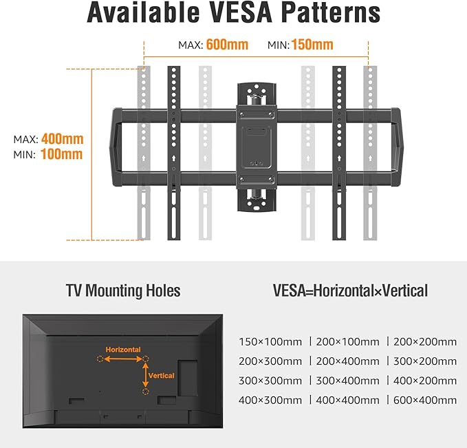 ELIVED Long Arm TV Wall Mount for Most 42-75 Inch TVs, 37.9 Inch Long Extension Corner TV Mount, Full Motion Wall Mount tv Bracket Swivel and Tilt, Holds up to 99 lbs. Max VESA 600x400mm, YD3038