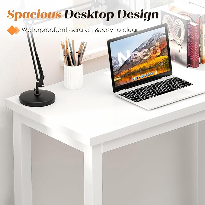 Need Small Table - 31.5 Inch Study Desk for Narrow Spaces,Sturdy and Heavy Duty Study Workstation for Laptop-Easy Assembly Homework Desks AC3DW8040