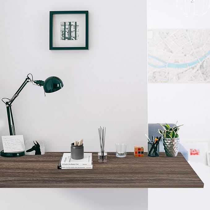 Kaboon Universal Tabletop 36"x20", Solid One-Piece Melamine Table Top, Double L Floating Desk DIY, Home and Office,Eucalyptus