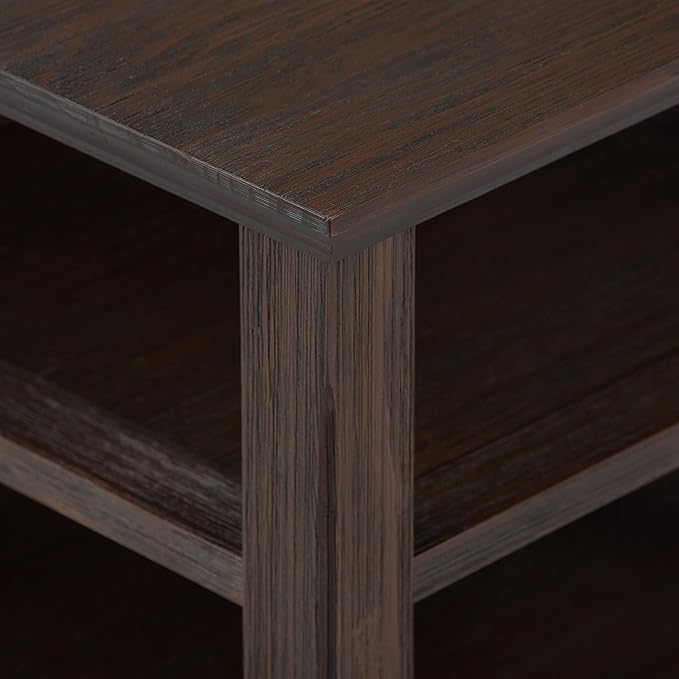SIMPLIHOME Acadian SOLID WOOD 19 Inch Wide Square Transitional End Table in Farmhouse Brown, For the Living Room and Bedroom