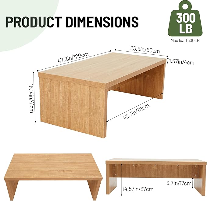 Rectangular Eco Friendly Engineered Wood Coffee Table for Living Room Cocktail Sofa Table