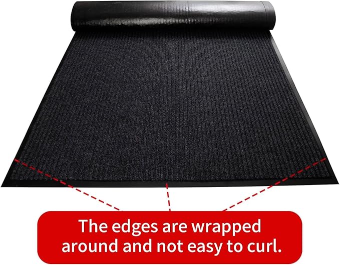 TANYOYO 4' X 6' Commercial Grade Door Floor Mat Brush Step Entrance Mat Vinyl Backed Utility Doormat Heavy Duty Floor Rugs Commercial Outdoor Carpet Indoor Entrance Mat,Black