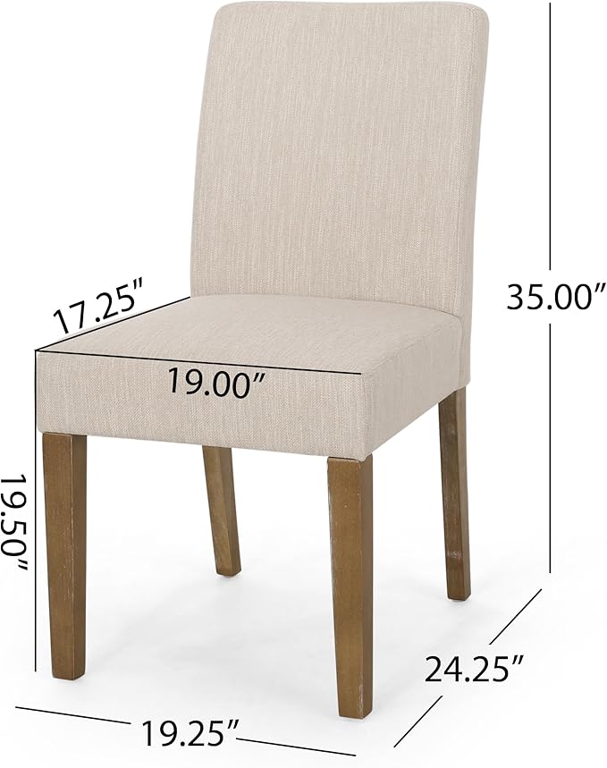 Christopher Knight Home Kuna Contemporary Upholstered Dining Chair (Set of 2), Beige + Weathered Brown