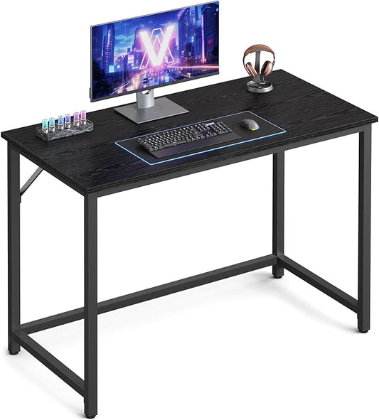 VASAGLE Computer Desk, Gaming Desk, Home Office Desk, for Small Spaces, 19.7 x 39.4 x 29.9 Inches, Industrial Style, Metal Frame, Black with Wood Grain ULWD041B56