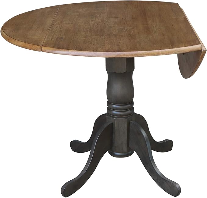 International Concepts 42 Inch Dual Drop Leaf Dining Height Table, Hickory/Washed Coal.