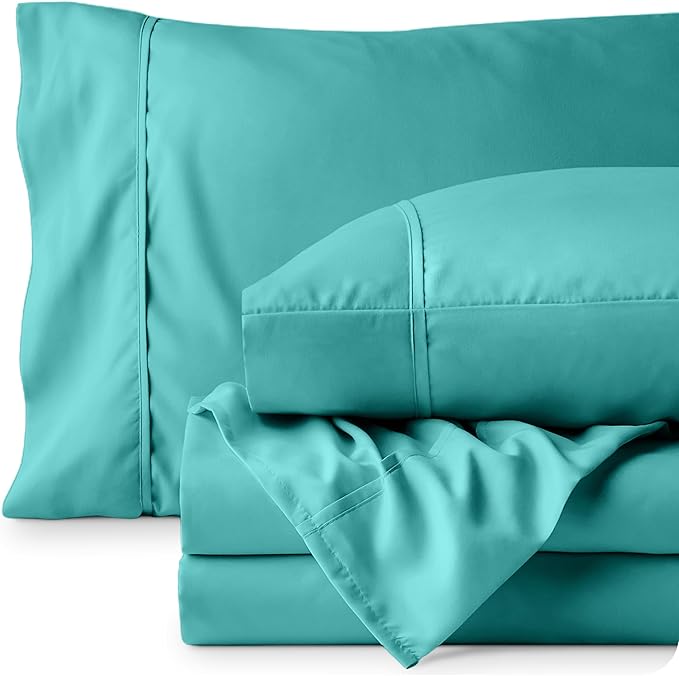 Bare Home King Sheet Set - Luxury 1800 Ultra-Soft Microfiber King Bed Sheets - Double Brushed - Deep Pockets - Easy Fit - 4 Piece Set - Bedding Sheets & Pillowcases (King, Turquoise)