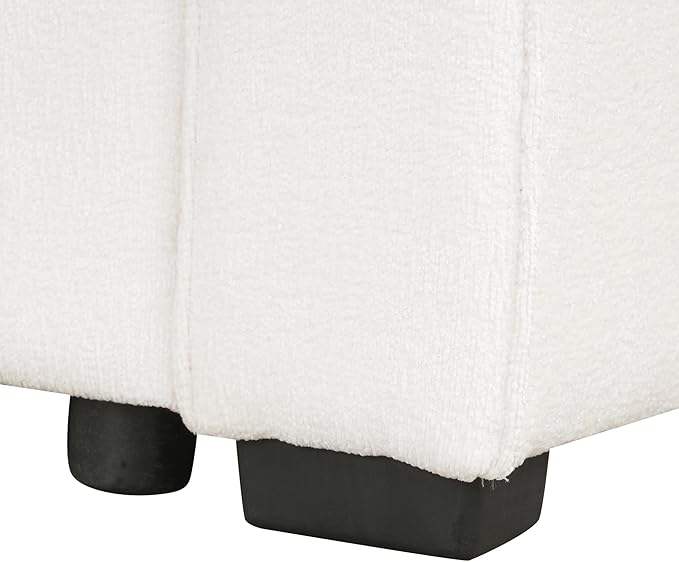 112" Luxurious Pull-out Sofa Bed Sleeper with Storage Ottoman,Sectional Sleeper Couch W/ 3 Pillows,2 USB ports & 2 Power Sockets,Corner Furniture Set for Living Room Large Space,Cream Chenille