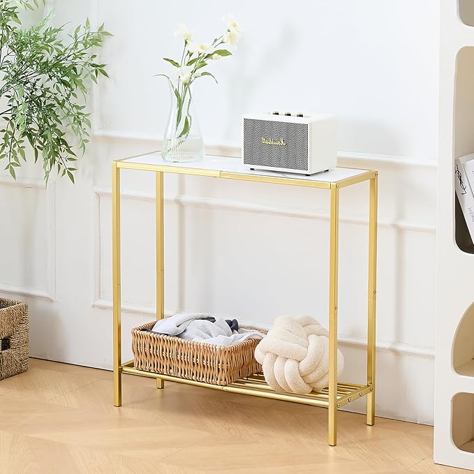 Wimarsbon 29.5" Sofa Tables, Narrow Console Table, 2 Tier Thin Sofa Table, Small Entryway Table with Shelf, Side Display Stand, Metal Frame Sturdy for Hallway, Living Room