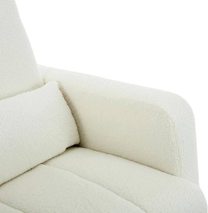 Christopher Knight Home Mapo Wooden Rocking Chair Indoor, Teddy Upholstered Spacious Rocker Chair with Pillow, Comfy Rocking Chair with Armrest for Bedroom, Living Room, Offices, Cream White
