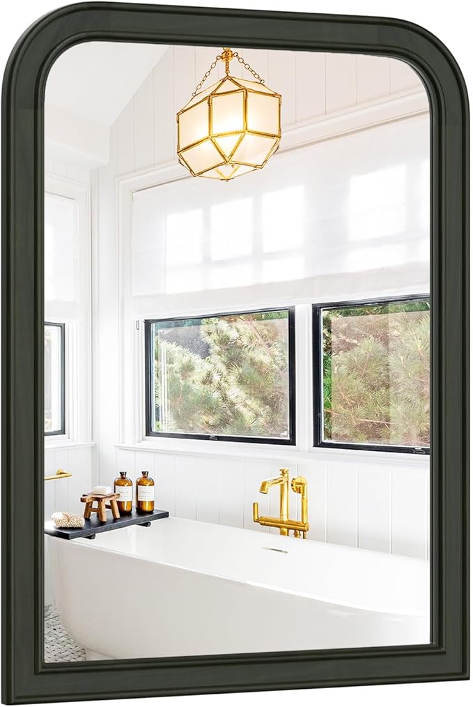 WallBeyond Wood Mirror for Wall Decor 18x24 Inch Small Bathroom Vanity Rectangle Mirror for Hallway Bedroom Living Room(Horizontal/Vertical Black)