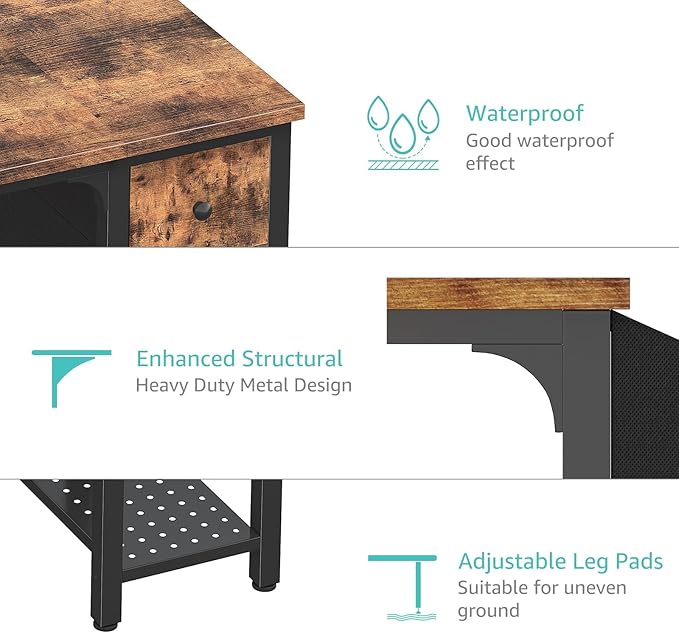Lufeiya Computer Desk with Fabric Drawers, 47 Inch Desk for Small Space Home Office, Modern Simple Study Writing Table PC Desks for Bedroom, Rustic Brown
