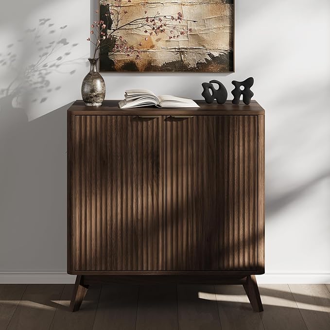 Buffet Cabinet with Storage, Fluted Multifunctional Storage Cabinet with 2 Doors, Sideboard Cabinet with Doors Modern Buffet Table Accent Coffee Bar Console Table,fluted buffet cabinet
