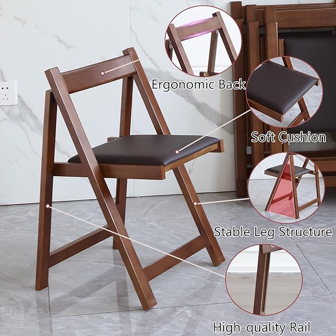 Walnut Drop Leaf Folding Dining Table with 2 Drawers and 4 Wheels, Wooden Padded Chairs Set of 2, Space Saving Dining Table with 2 Chairs