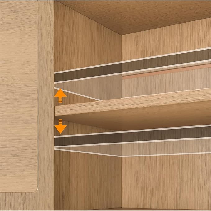 Rovaurx Rattan Storage Cabinet with Doors, Modern Accent Bathroom Floor Cabinet, Sideboard Buffet for Living Room, Entryway, Dining Room and Kitchen, Natural BMGZ108M