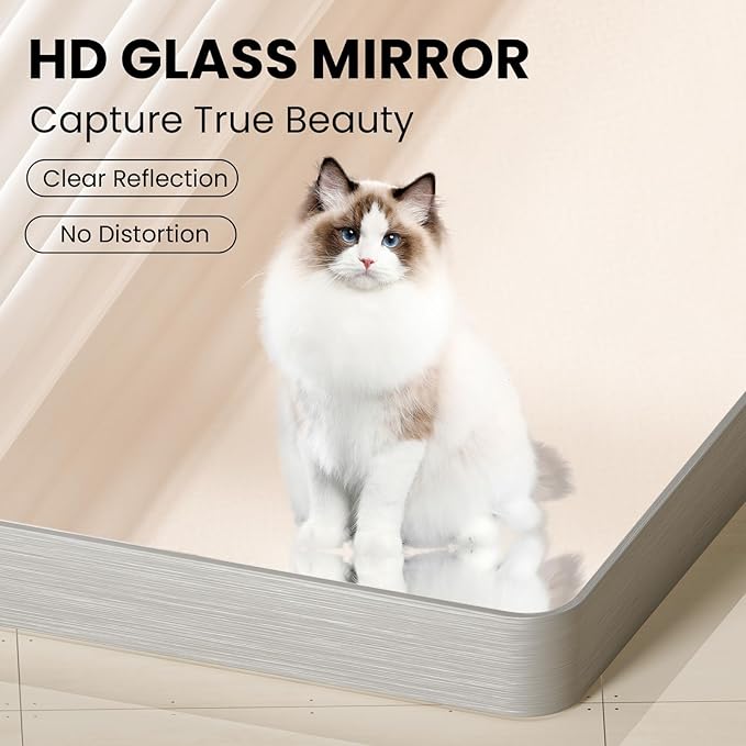 24x36 Inch Brushed Nickel Bathroom Mirror, Brushed Silver Metal Frame Mirror Wall Mounted, Rounded Rectangle Bathroom Vanity Mirror, Tempered Glass, Anti-Rust, Horizontal/Vertical