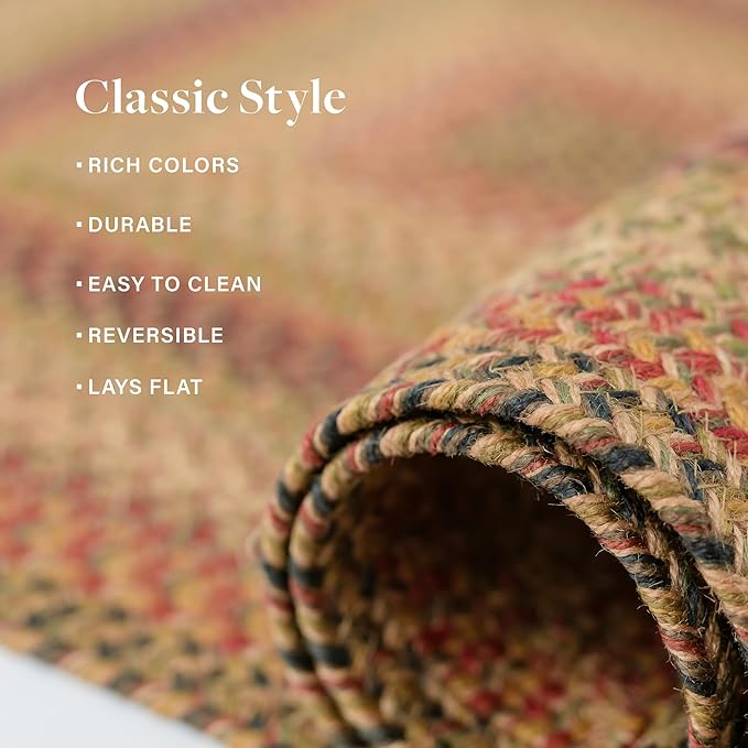 Kingston Jute Braided Rug 2x3' Multicolor – Braided Indoor Entryway Rug, Also Ideal to Use in Kitchen and Bathroom