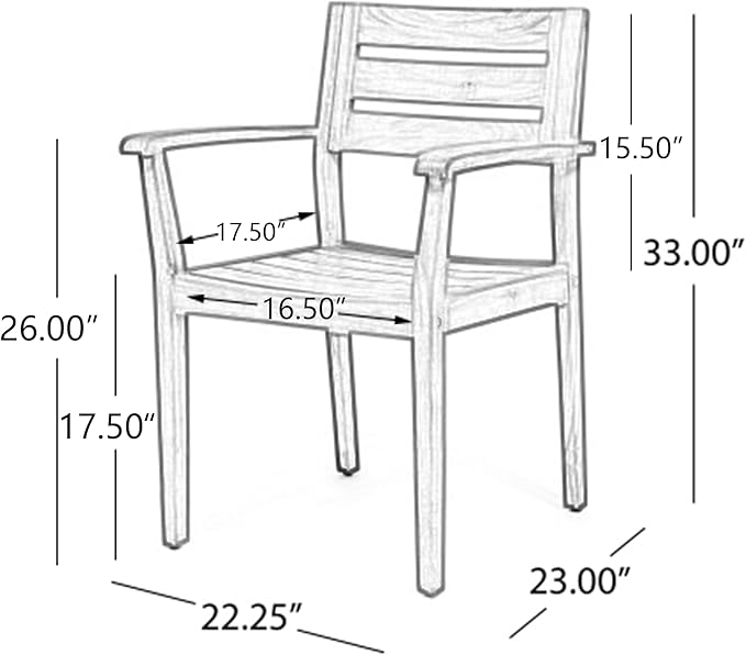 Merax Acacia Wood Dining Chairs Set of 2,Stamford Outdoor Acacia Wood Dining Chairs for Kitchen, Living Room,Outdoor,Grey