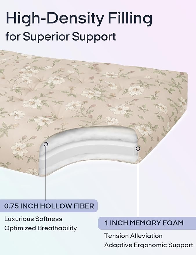 Syrinx Japanese Floor Futon Mattress, Foldable Tatami Sleeping Pad for Adults & Kids, Roll-Up Floor Bed or Bench Cushion