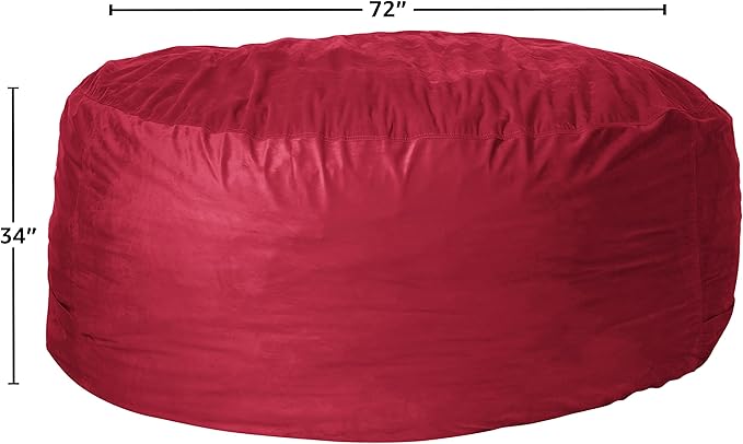 Sofa Sack Bean Bag Chair Cover Only, for Adults and Kids, Without Filling Comfy Fluffy Round or Oval Beanbag Chair Cover Replacement, Lazy Sofa Cover for Reading Chair or Floor Chair, 6-Feet, Cinnabar