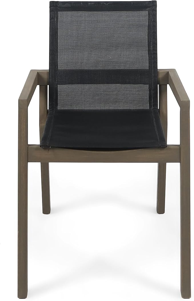 Merax Mesh Seating Solid Wood Dining Chairs Set of 2, French Country Style Accent Side Seating Furniture for Kitchen, Living Room, Textile Back,Grey