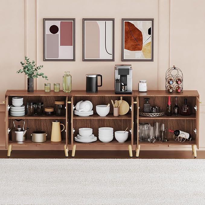 Storage Cabinet, Free Standing Buffet Cabinet, Morden Sideboard and Buffet Storage, Wood Accent Cabinet for Living Room, Hallway, Entryway (1, Brown)