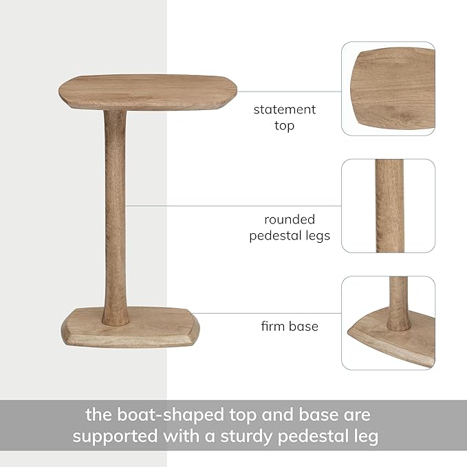 MH London Side Table - Stirling Wooden Modern C Shaped End Table - Exclusively Designed Hand Crafted Tables - End Table for Living Room, Bedroom Bedside Tables and Office