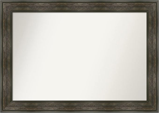 Amanti Art Grey Bathroom Mirror for Over Sink, 28x40 Pinstripe Plank Grey Narrow Rectangle Vanity Mirror, Large Country Rustic Frame, Hangs Horizonally and Vertically, Bathroom Wall Decor, Non-Beveled