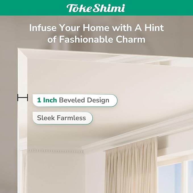 TokeShimi 24x32 Beveled Bathroom Mirror Frameless, Tempered Rectangle Bathroom Vanity Mirror Beveled with 1" Beveled Edge, Shatterproof Farmhouse Wall Mirrored for Living Room, Entryway, Restroom
