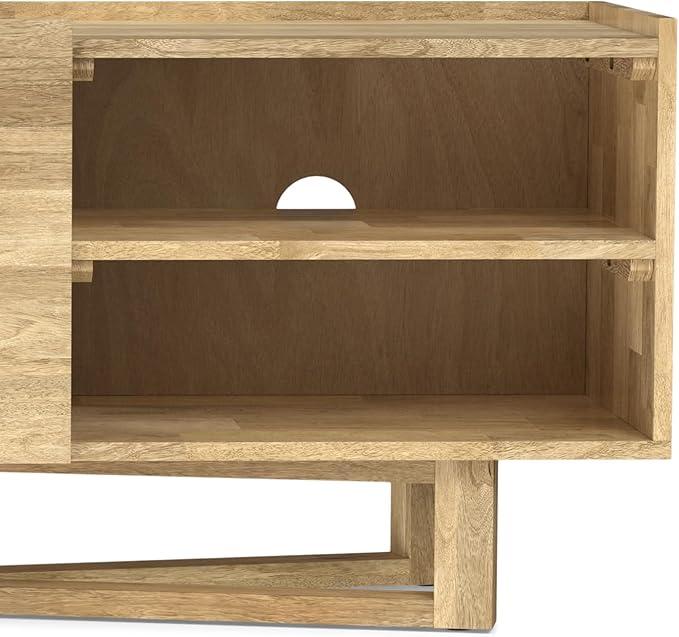 SIMPLIHOME Harrow Solid Mango Wood 60 inch Wide Contemporary Modern TV Media Stand in Natural for TVs up to 65 inches for The Living Room and Entertainment Center