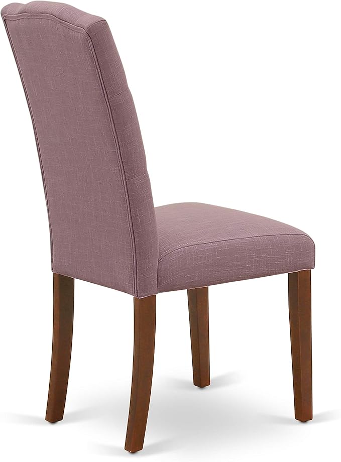 East West Furniture NOCE5-MAH-10 5 Piece Kitchen Table Set Includes a Rectangle Dining Room Table with Butterfly Leaf and 4 Dahlia Linen Fabric Upholstered Chairs, 32x54 Inch, Mahogany