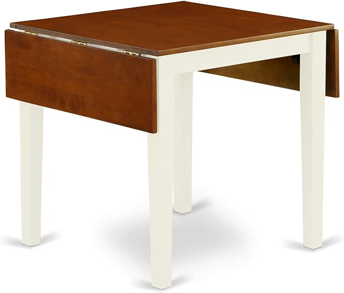 East West Furniture NDAV5-WHI-W 5 Piece Kitchen Table & Chairs Set Includes a Rectangle Dining Room Table with Dropleaf and 4 Solid Wood Seat Chairs, 30x48 Inch, Buttermilk & Cherry