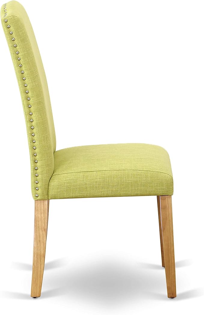 East West Furniture NDEN5-OAK-07 5 Piece Dining Room Furniture Set Includes a Rectangle Dining Table with Dropleaf and 4 Limelight Linen Fabric Upholstered Chairs, 30x48 Inch, Oak